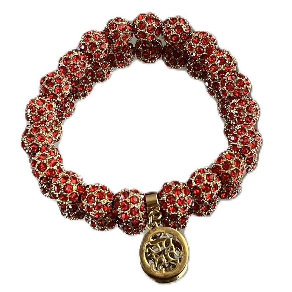 Rustic Cuff Metal Stainless Steel Shambala Beaded Stretch Bracelet
